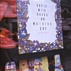 Mother's Day advert in shop window