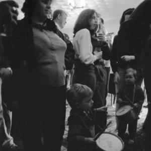 children playing drums in pub