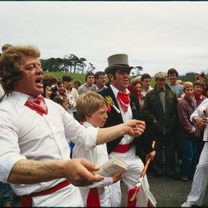 Old Oss Master of Ceremonies, band and dancers singing