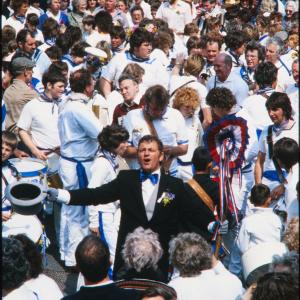 Blue Ribbon Master of Ceremonies amongst crowd