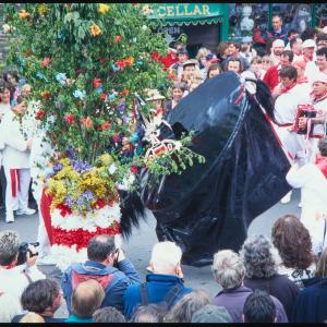 Old Oss being teased under maypole 