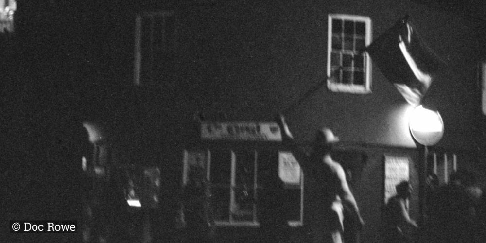 flag waving outside pub