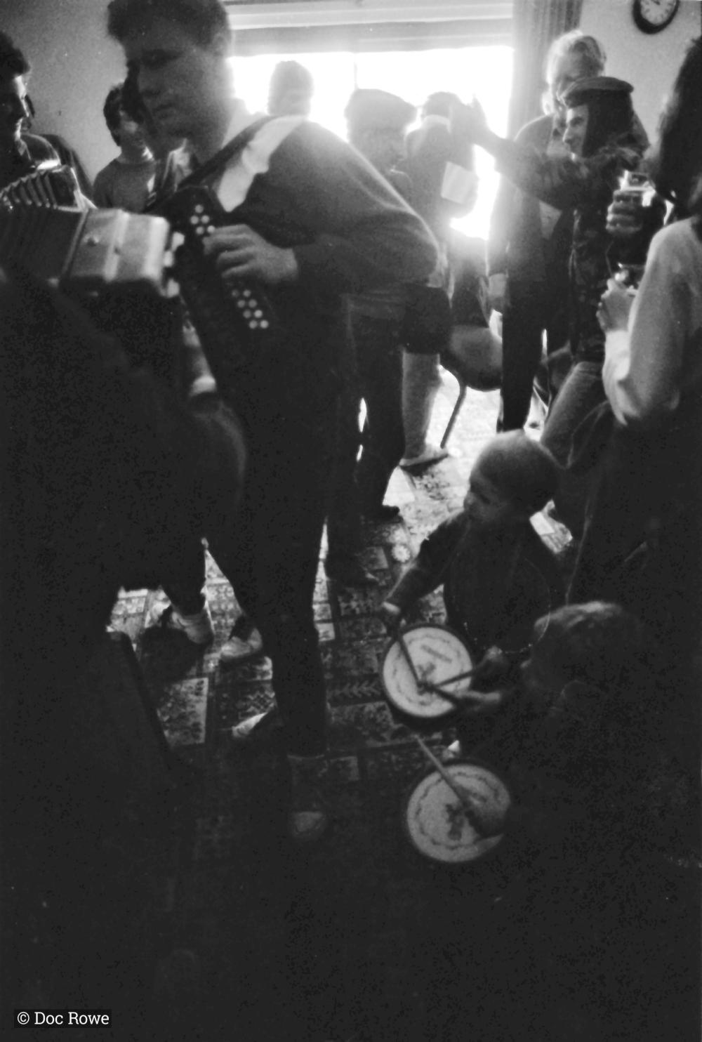 children playing drums in pub
