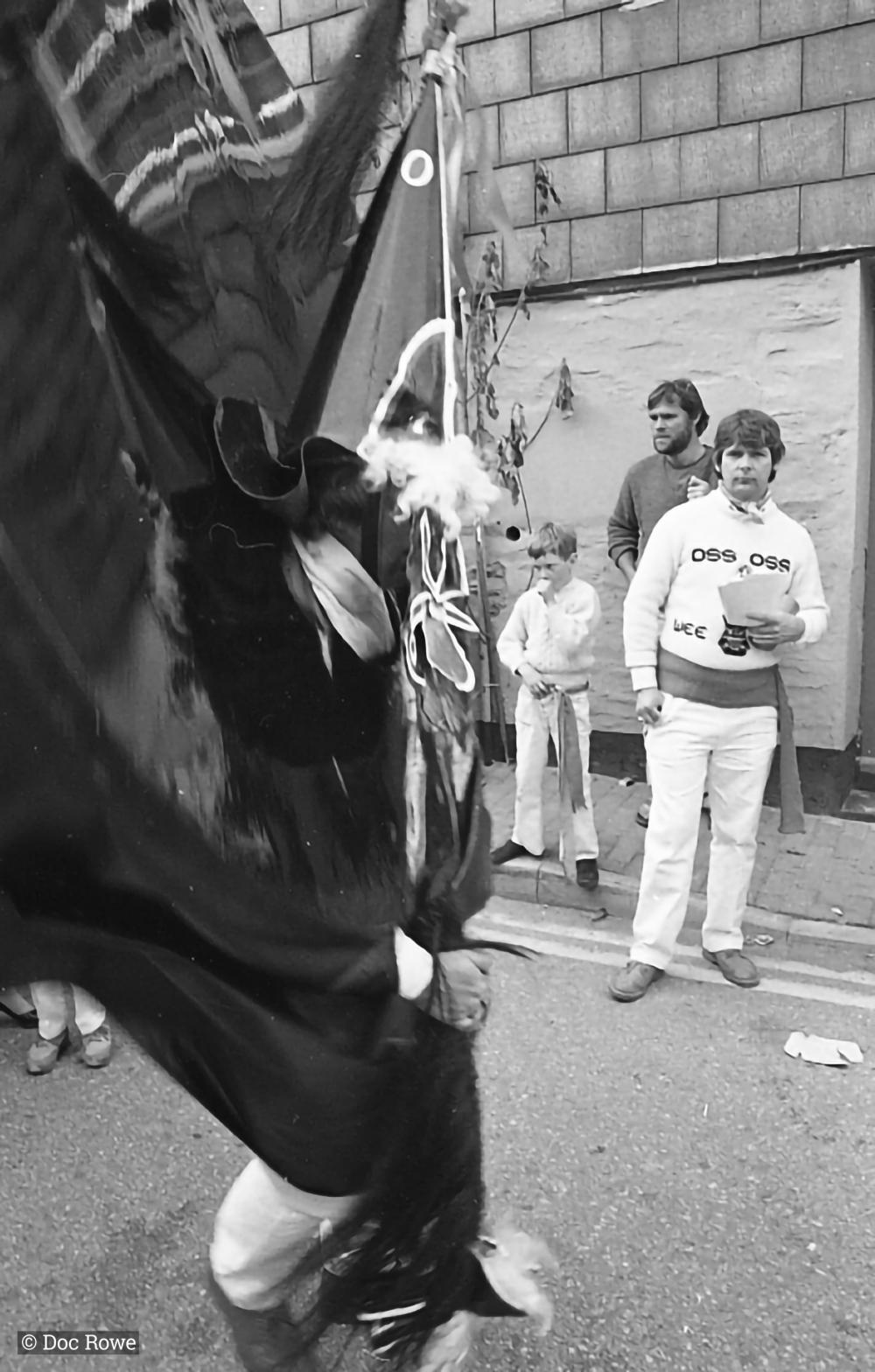 Old Oss on road in distorted upright position