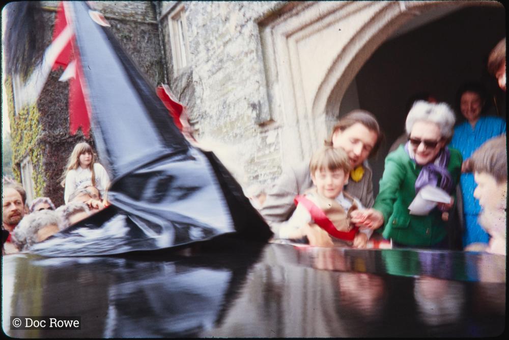 Old Oss at entrance to Prideaux Place house