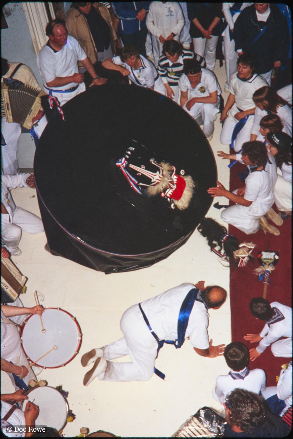 Blue Ribbon band playing in stairwell of Prideaux Place