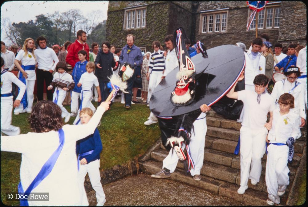 Blue Ribbon and Teaser walking down steps of Prideaux Place 