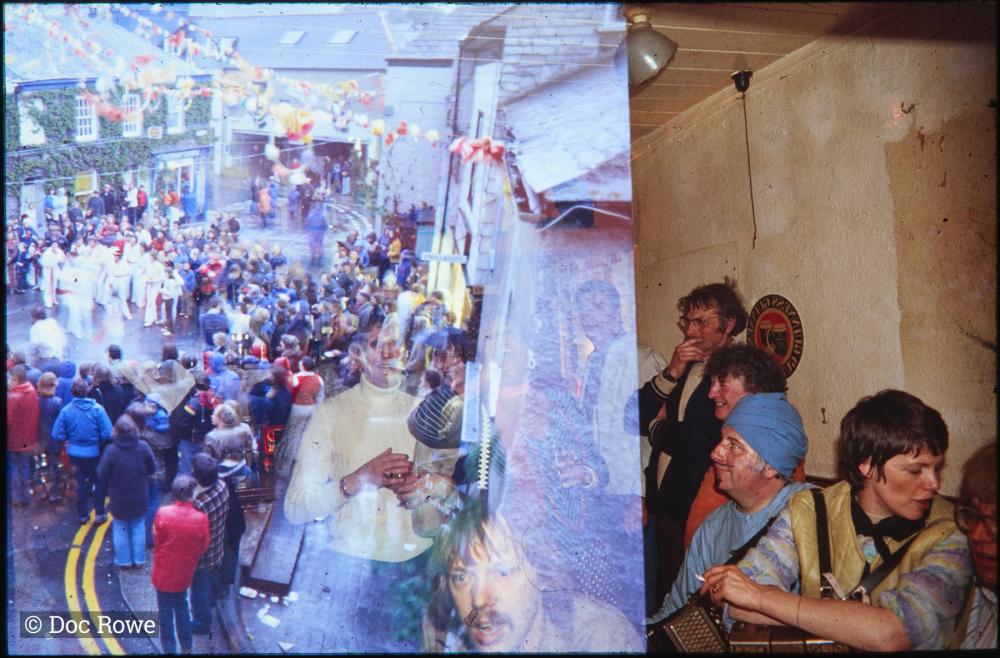 Maypole and pub double exposure