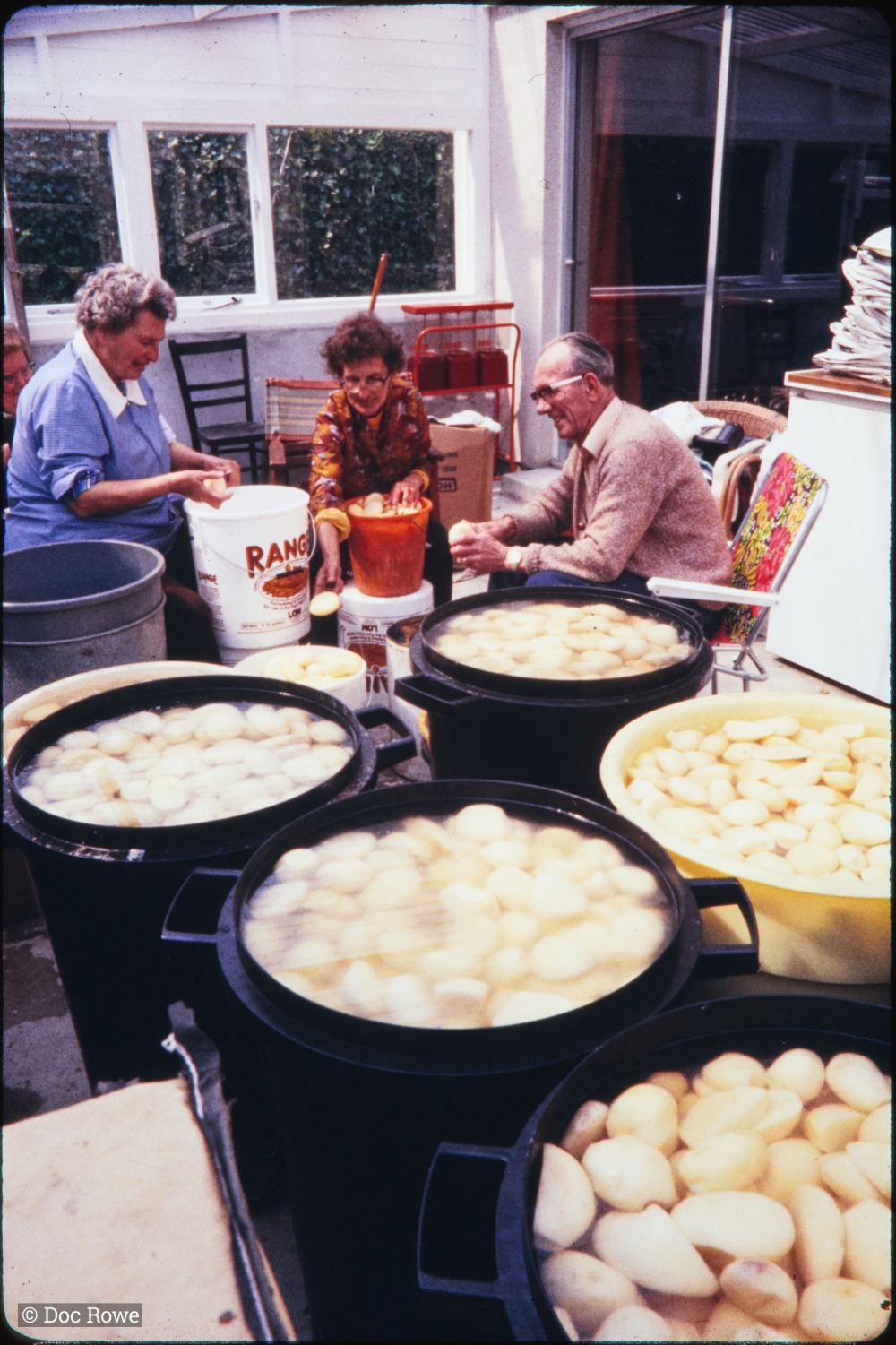 Peeling and boiling potatoes