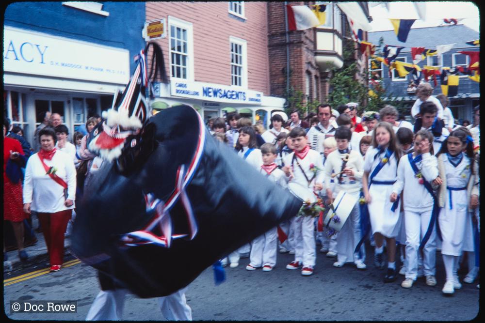 Blue Ribbon being teased under maypole