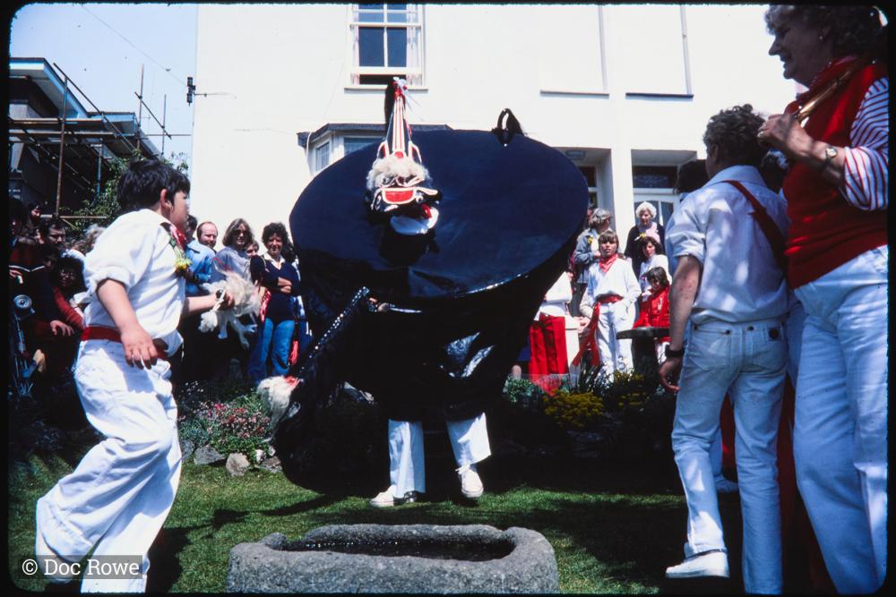 Old Oss being teased in garden of house