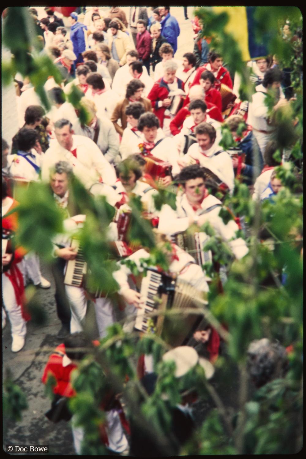 Old Oss procession, obscured by branch