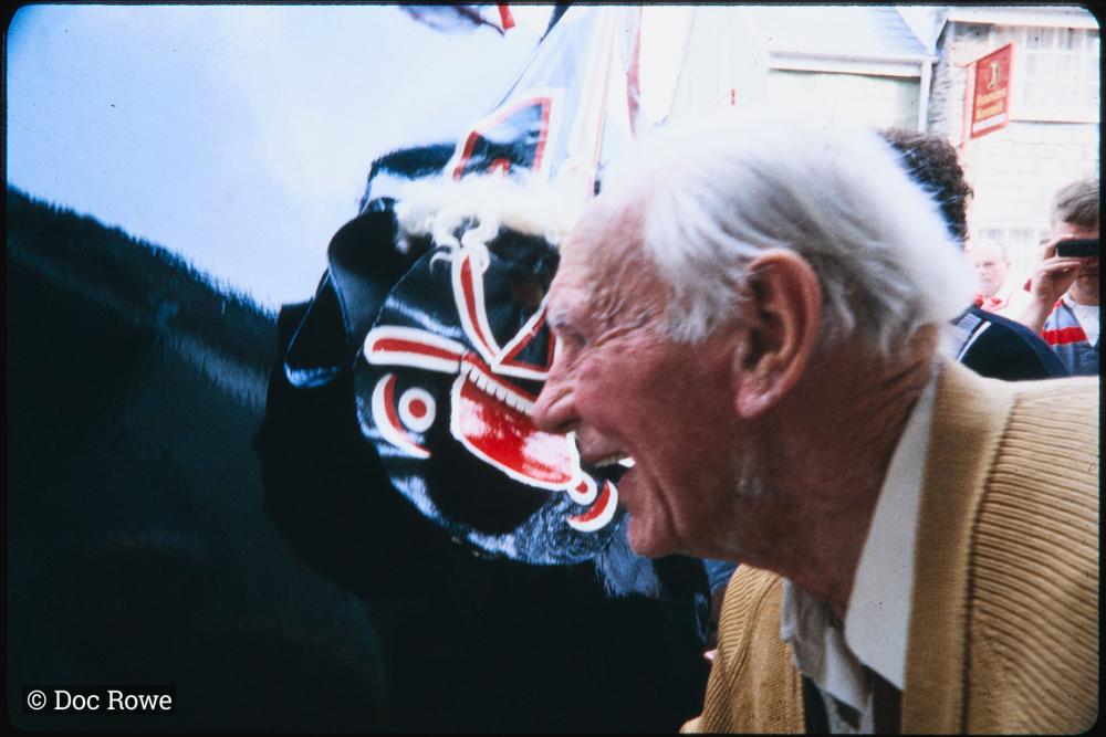 Man smiling at Old Oss