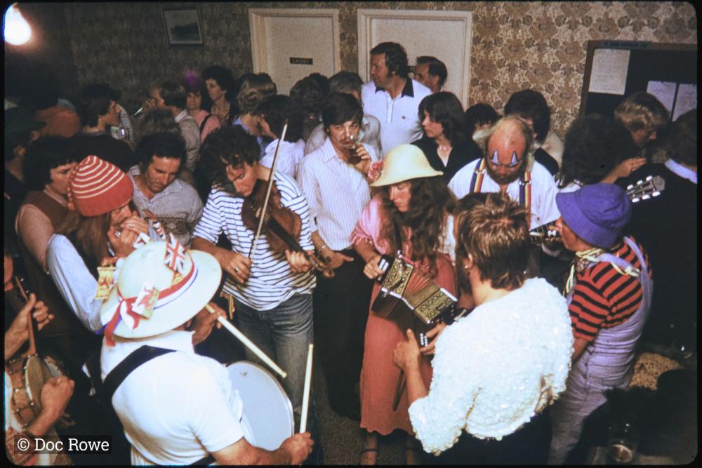 Musicians in fancy dress in pub